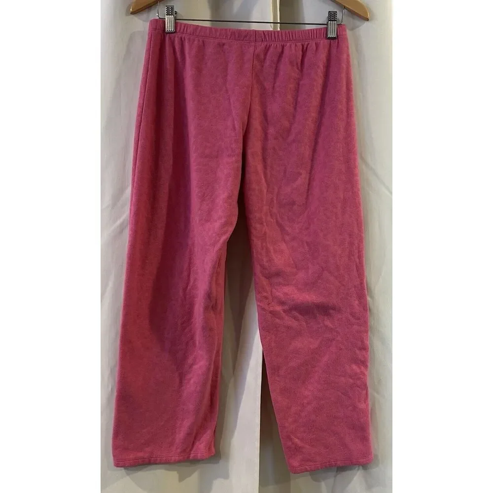 Victoria’s Secret Girly Pink Fleece Pajamas Leopard‎ Print Bow Size Small
